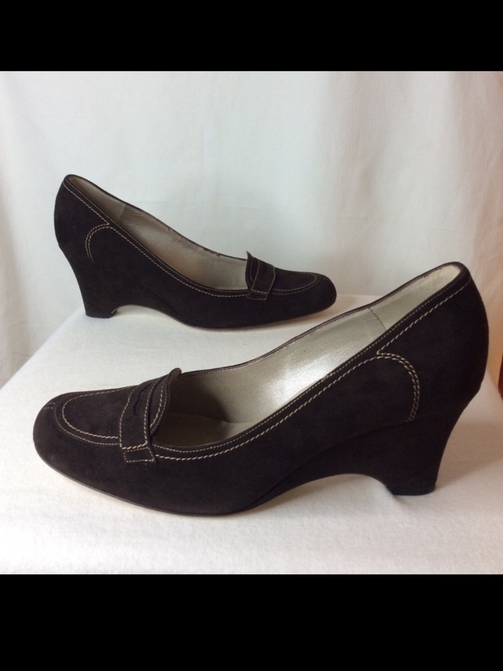 Peter Kaiser brown suede wedge sz 7 1/2